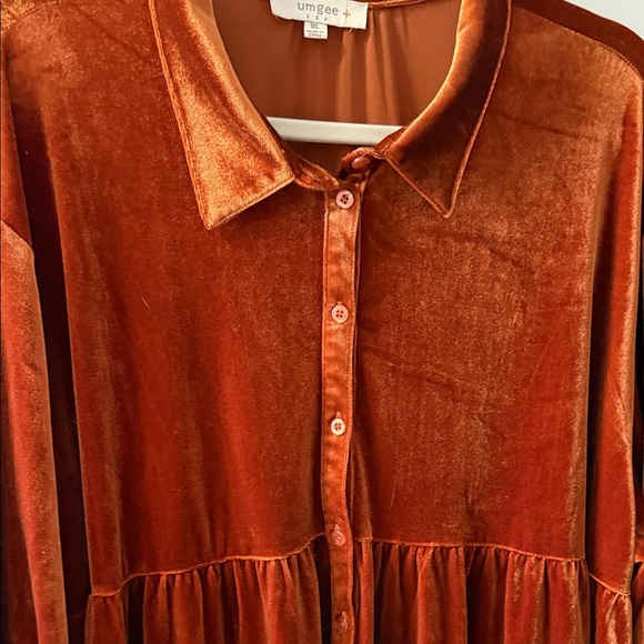 Umgee Rust Velvet Button-Down Tunic - Picture 4 of 4